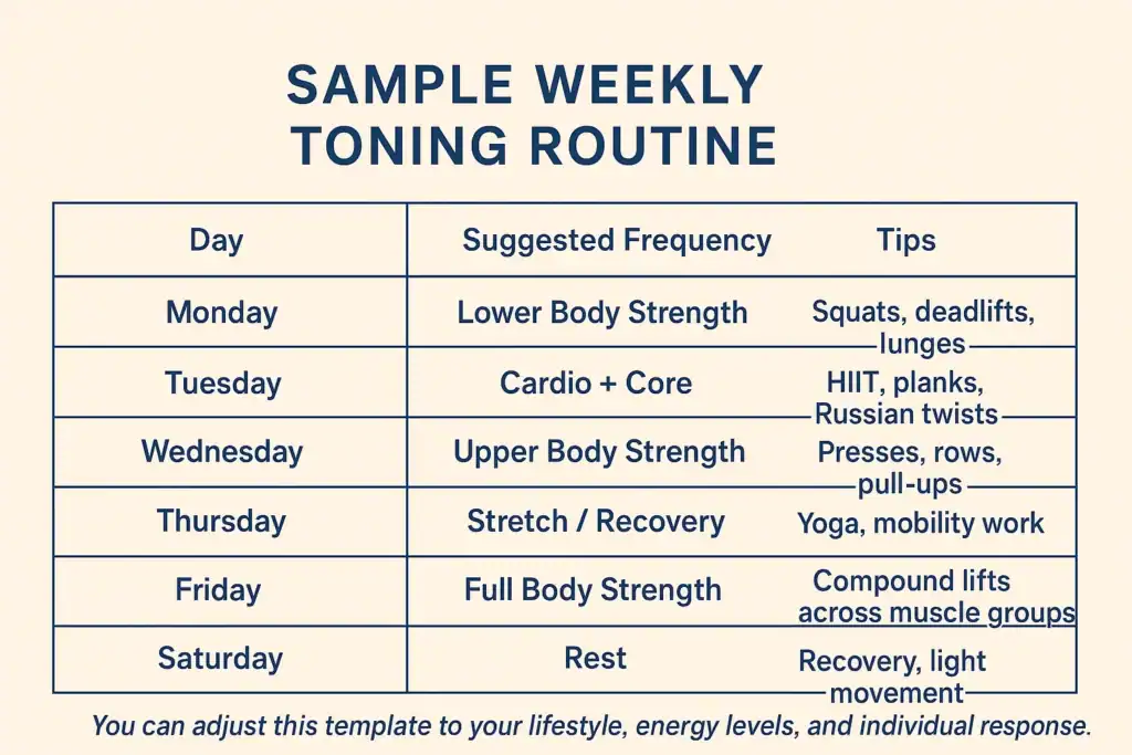 Achieving the Perfect Tone: How Often Should You Exercise for Results? 4 Weekly exercise Sudbury plan graphic