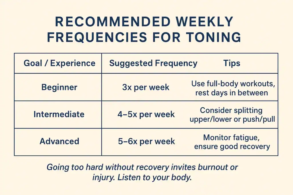 Achieving the Perfect Tone: How Often Should You Exercise for Results? 2 Graphic to show how often you should do exercise to help with toning Sudbury