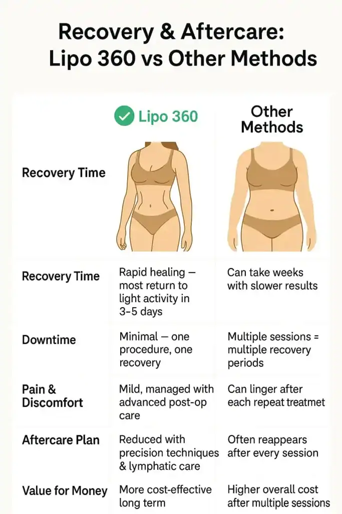 Recovery and Aftercare for Fat-Dissolving Surgery 2 Table to show fat dissolving injection aftercare Sudbury