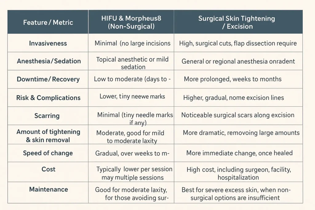 The Science of Skin Tightening 2 Table of skin tightening Sudbury benefits compared to surgical options